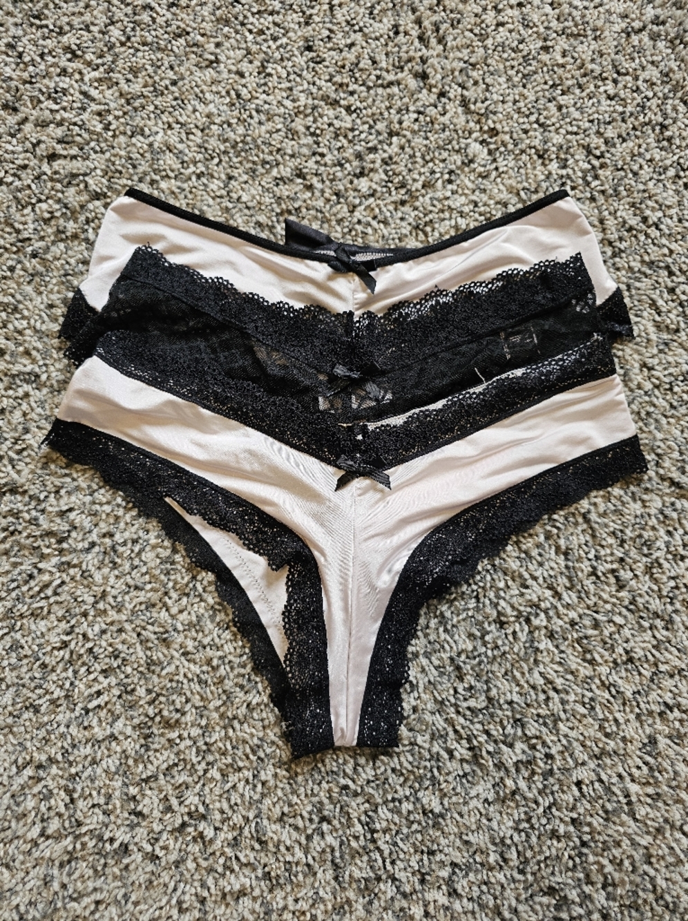 Victoria's Secret Blush & Black Cheeky Panties 3-pack